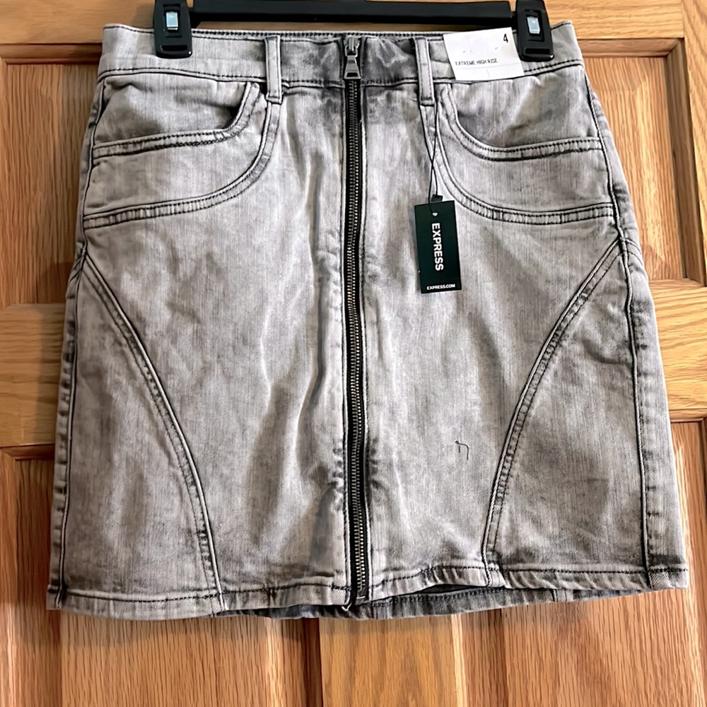 Extreme high rise Zipper Jean skirt
